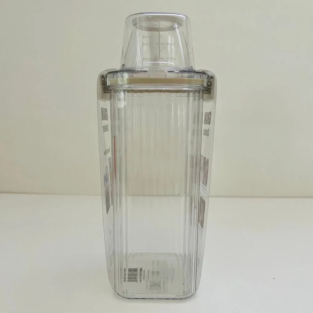 NEOFLAM Clear Plastic Grain Canister Storage Container W Measuring Cup Lid- 1.8L